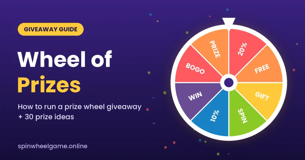 Wheel of prizes with discount and gift slices for a prize wheel giveaway